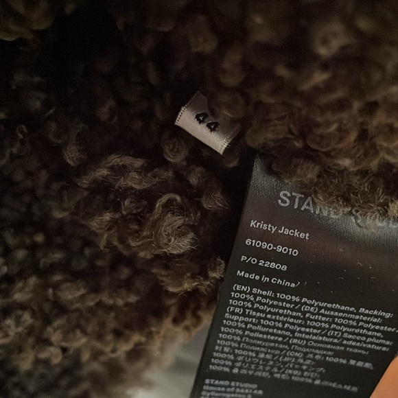 STAND STUDIO Women's Kristy Faux-Shearling Jacket Size US 10 In Brown - Picture 7 of 9